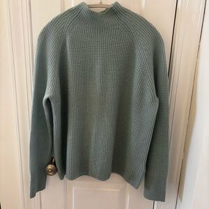 NWOT Vineyard Vines Soft Cashmere Mock Neck in Aqua Green Waffle Knit